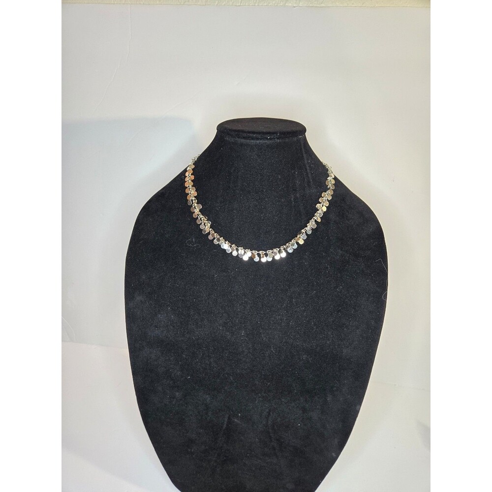 Silver Tone Necklace Circular Charms Hook Closure - Picture 3 of 6